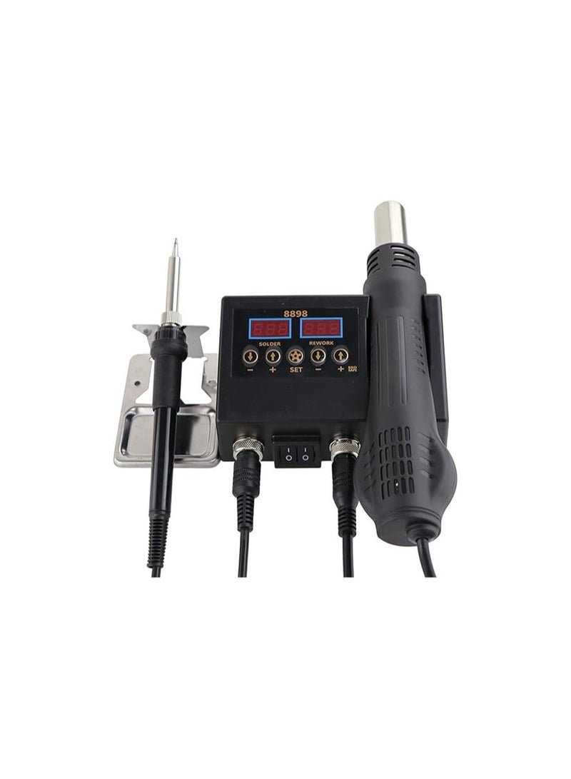 8898 SMD Rework Soldering Station 2 In 1 Hot Air Soldering Iron LCD Digital Display Welding Station For BGA PCB IC Repair 8586D - Image 2