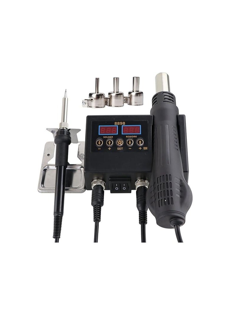 8898 SMD Rework Soldering Station 2 In 1 Hot Air Soldering Iron LCD Digital Display Welding Station For BGA PCB IC Repair 8586D - Image 3