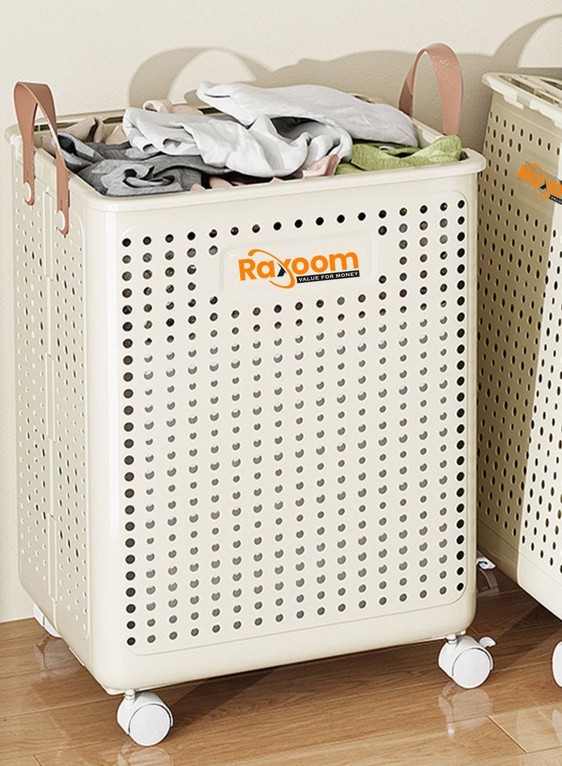 Raxoom Foldable Laundry Basket For Dirty Clothing Storage 60L With 4 Tier Wheels Cloth Storage or Multi Purpose Storage Organizer 38*9*47.5CM  - Image 4