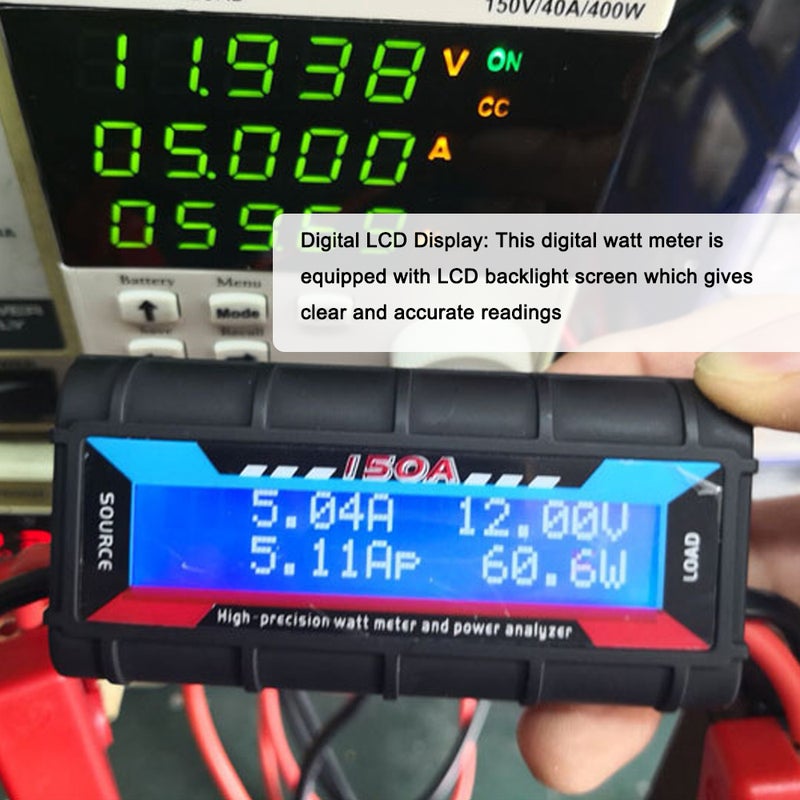 100A مقياس طاقة تيار مستمر مع شاشة LCD محلل طاقة رقمي متعدد الوظائف لمقياس الطاقة لقياس الجهد والتيار والطاقة والشحنات والطاقة - Image 3