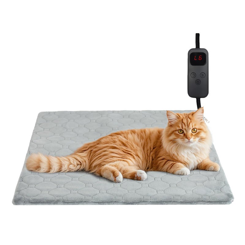 TECHTAIL Pet Heating Pad for Cats & Dogs Indoor Outdoor, Warming Cat Heating Pad with Chew Resistant Cord, Adjustable Temperature & Time, Heated Cat Bed Mat Waterproof for Cats Small Dogs, 17.7'' Ã— 17.7'' - Image 1