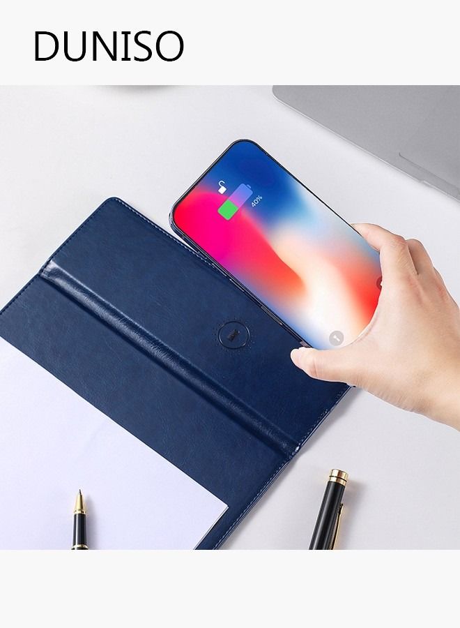 DUNISO Mini Wireless Charging Mouse Pad Premium Leather Mouse Pad Waterproof Charging Wireless Mousepad With Phone Kickstand Folds Up for Ofiice Travel - Image 3