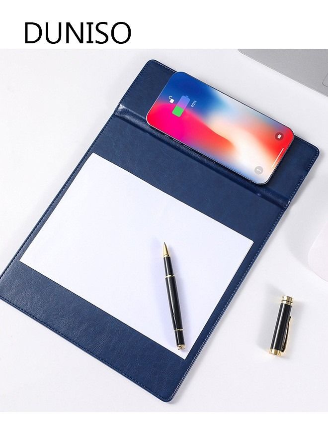 DUNISO Mini Wireless Charging Mouse Pad Premium Leather Mouse Pad Waterproof Charging Wireless Mousepad With Phone Kickstand Folds Up for Ofiice Travel - Image 2