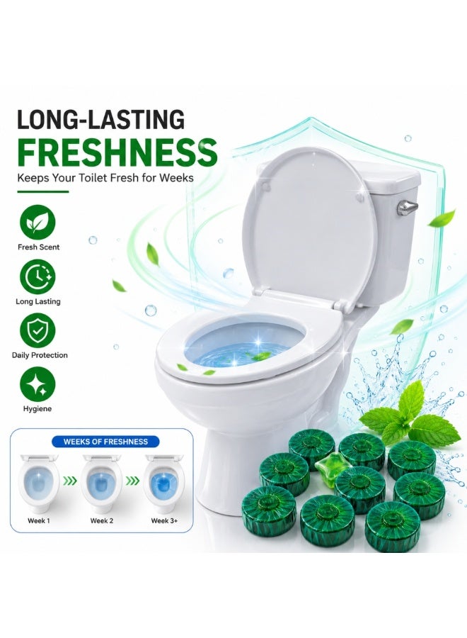 Pack of 8 Toilet Bowl Cleaner Tablets, Automatic Toilet Cleaning Tablets, Long Lasting Toilet Tank Tablets, Powerful Toilet Bowl Deodorizer with Fresh Scent, Removes Stains, Limescale & Odors, Septic Safe Toilet Cleaner - Image 3