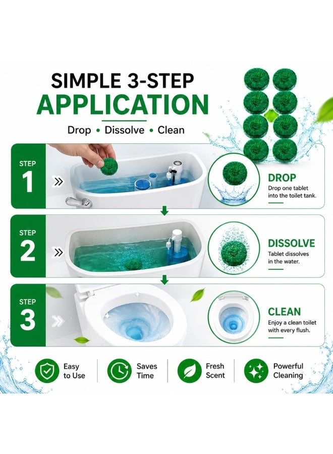 Pack of 8 Toilet Bowl Cleaner Tablets, Automatic Toilet Cleaning Tablets, Long Lasting Toilet Tank Tablets, Powerful Toilet Bowl Deodorizer with Fresh Scent, Removes Stains, Limescale & Odors, Septic Safe Toilet Cleaner - Image 4