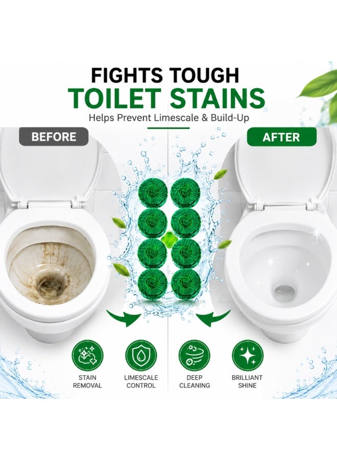 Pack of 8 Toilet Bowl Cleaner Tablets, Automatic Toilet Cleaning Tablets, Long Lasting Toilet Tank Tablets, Powerful Toilet Bowl Deodorizer with Fresh Scent, Removes Stains, Limescale & Odors, Septic Safe Toilet Cleaner - Image 5