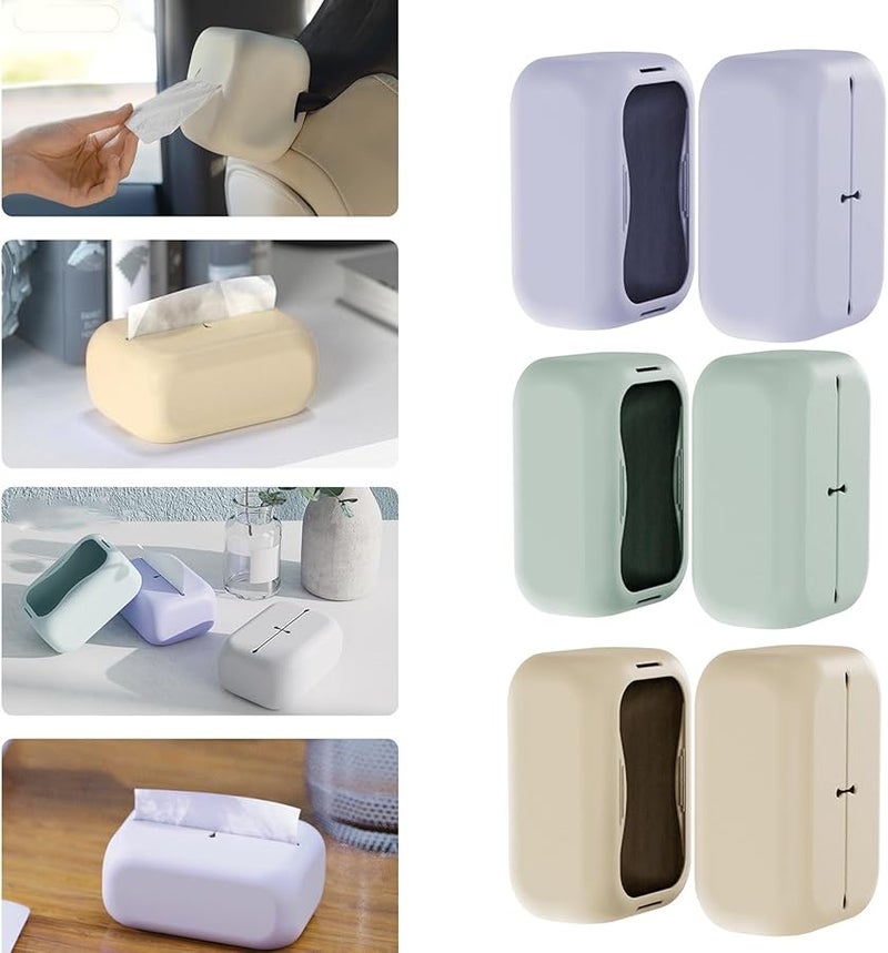 Purple Silicone Tissue Box Holder Non Slip Stylish Home Decor Organizer - Image 3