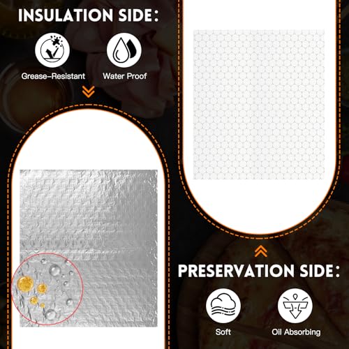 EcoDispose Pre-Cut Insulated Foil Sandwich Wrap Sheets for Hot Food, Grease-Resistant, 14 x 16 Inches, 500 PCS - Image 3