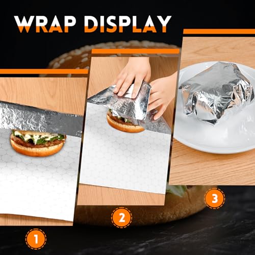 EcoDispose Pre-Cut Insulated Foil Sandwich Wrap Sheets for Hot Food, Grease-Resistant, 14 x 16 Inches, 500 PCS - Image 4