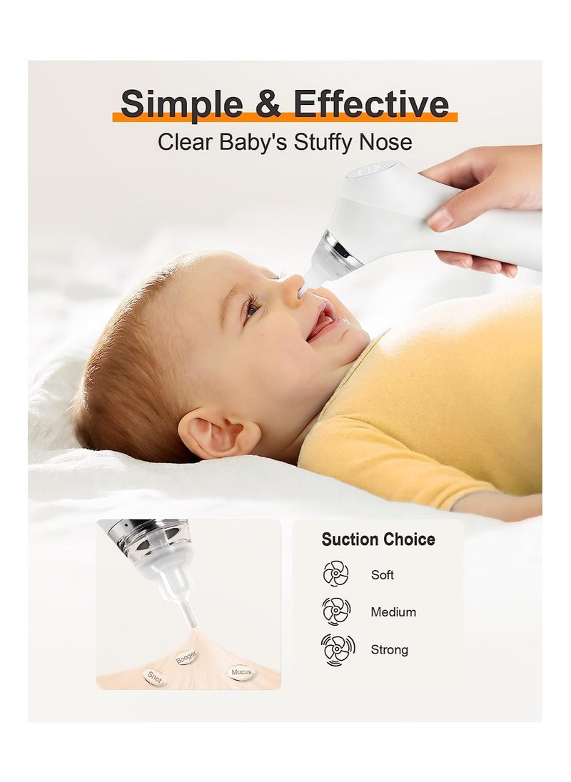 SYOSI Electric Baby Nasal Aspirator, Rechargeable Adjustable 3-Level Suction with Music and 3 Silicone Tips, Toddler Deeply Nose Cleaner  - Image 2
