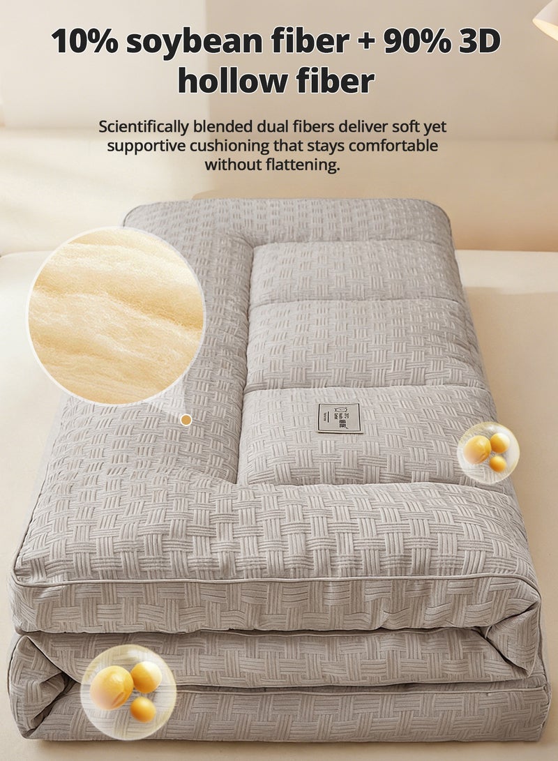 Hahamiya Luxury Mattress, 9cm Thickened Design, 10% Soy Fiber + 90% Hollow Fiber Scientific Filling, Lyocell Tencel Fabric, Soft & High Resilience, Skin-Friendly & Breathable, Anti-Mite & Moisture-Resistant - Image 3