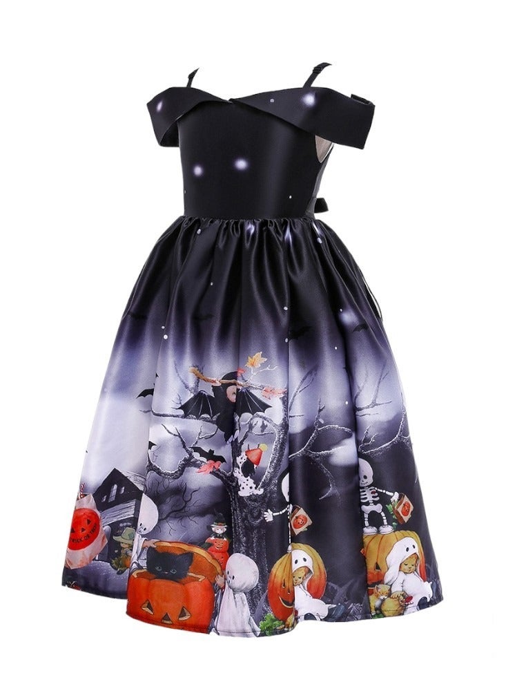 D'Daniela Halloween Printed Off-Shoulder Dress - Black - Image 2