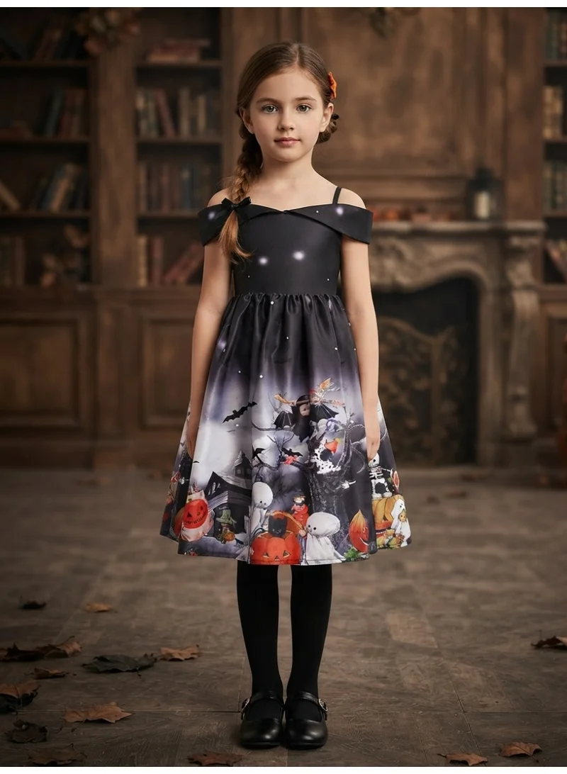 D'daniela Halloween Printed Off-Shoulder Dress - Black