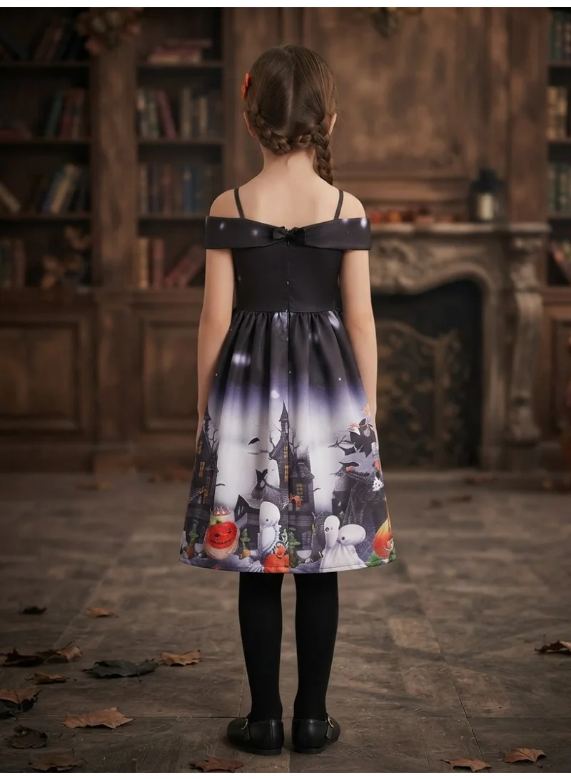 D'daniela Halloween Printed Off-Shoulder Dress - Black