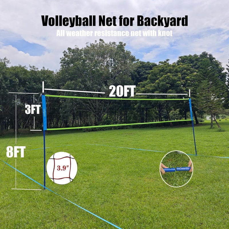 Zdgao Outdoor Portable Volleyball Net System - Adjustable Height Poles with Soft Volleyball Ball, Pump, Hammer, Boundary Line, and Carry Bag for Backyard, Beach, Lawn - Image 3