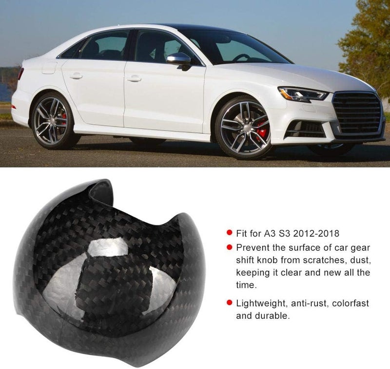 woobles Gear Shift Knob Cover , Car Carbon Fiber Gear Shift Knob Head Cover Fit for A3 S3 2012-2018 Left-Hand Driving - Image 2