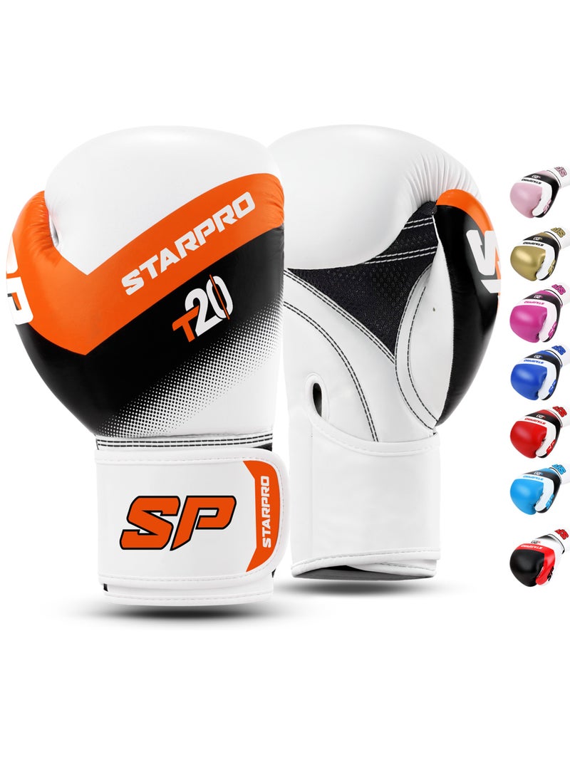 Starpro T20 Boxing Gloves 8oz 10oz 12oz 14oz 16oz Vegan Leather Gloves for Training Sparring with Waterproof Lining Breathable Mesh Hand Protection  - Image 1