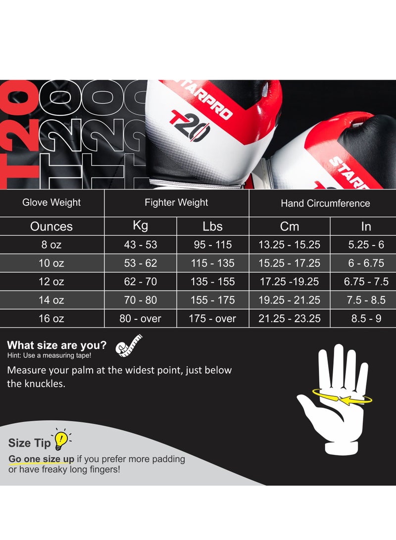 Starpro T20 Boxing Gloves 8oz 10oz 12oz 14oz 16oz Vegan Leather Gloves for Training Sparring with Waterproof Lining Breathable Mesh Hand Protection  - Image 2