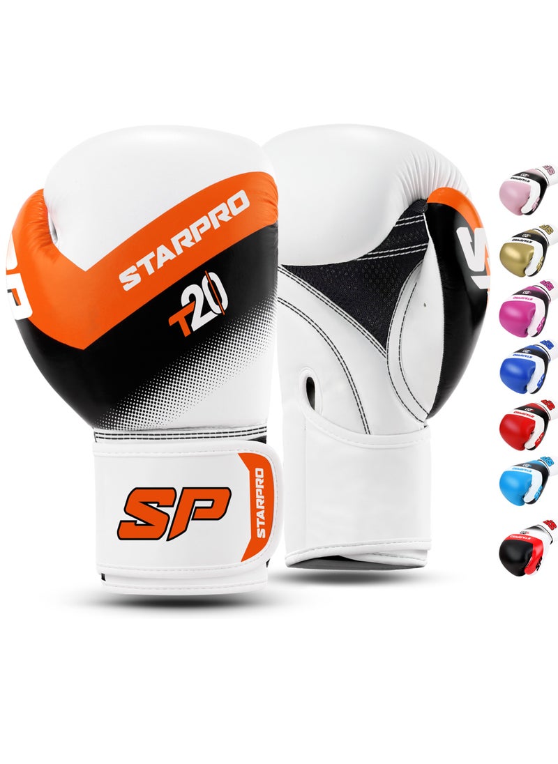 Starpro - T20 Boxing Gloves 8oz 10oz 12oz 14oz 16oz Vegan Leather Gloves for Training Sparring with Waterproof Lining Breathable Mesh Hand Protection - Image 1