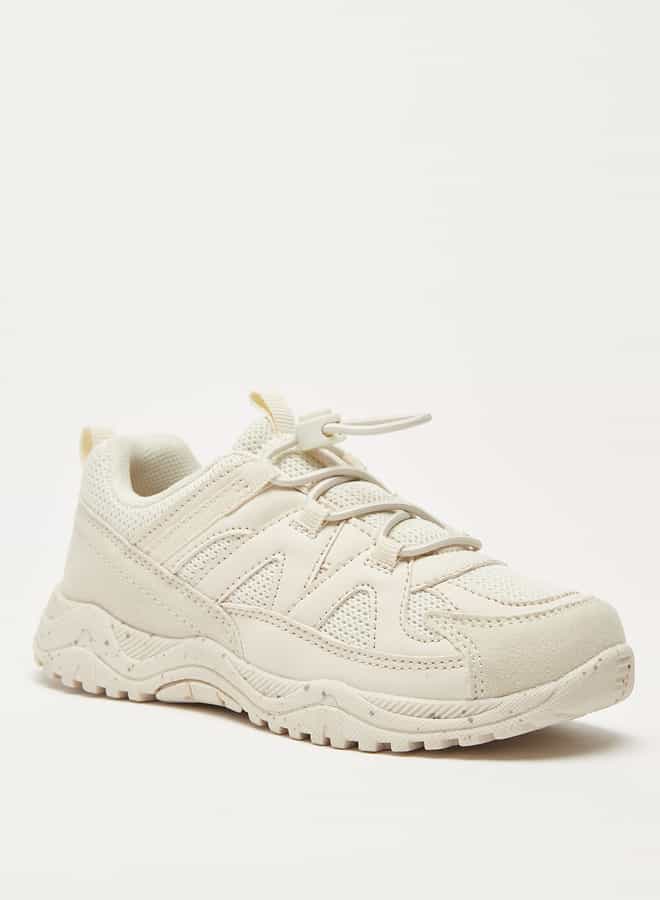 JUNIORS Boys Panelled Slip-On Sneakers with Drawstring Detail  - Image 1