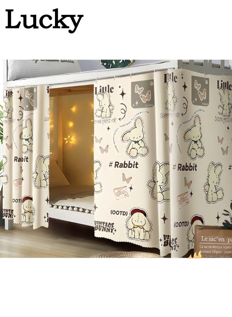 لاكي 2 قطعة ستارة سرير خاصة في الجزء السفلي من السرير بطابقين، ستارة تعتيم سرير مفردة قابلة للتنفس والغبار، ستارة سرير عائلية عنبر، يمكن أن تغطي 3 جوانب - Image 1