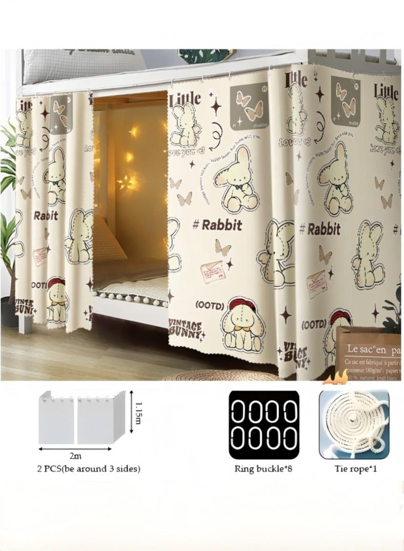 لاكي 2 قطعة ستارة سرير خاصة في الجزء السفلي من السرير بطابقين، ستارة تعتيم سرير مفردة قابلة للتنفس والغبار، ستارة سرير عائلية عنبر، يمكن أن تغطي 3 جوانب - Image 2