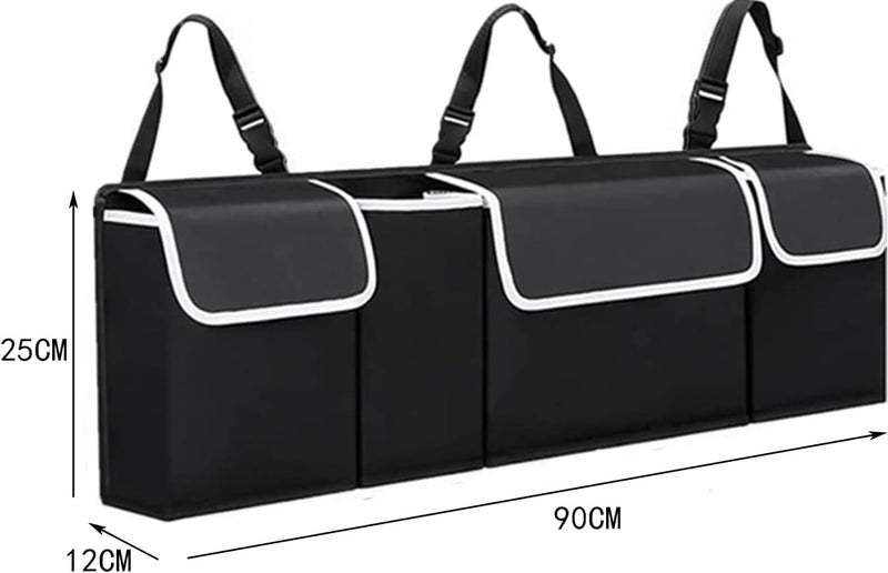Car Trunk Organizer and Storage - Waterproof Backseat Hanging Organizer with 4 Pockets (Black) - Image 2