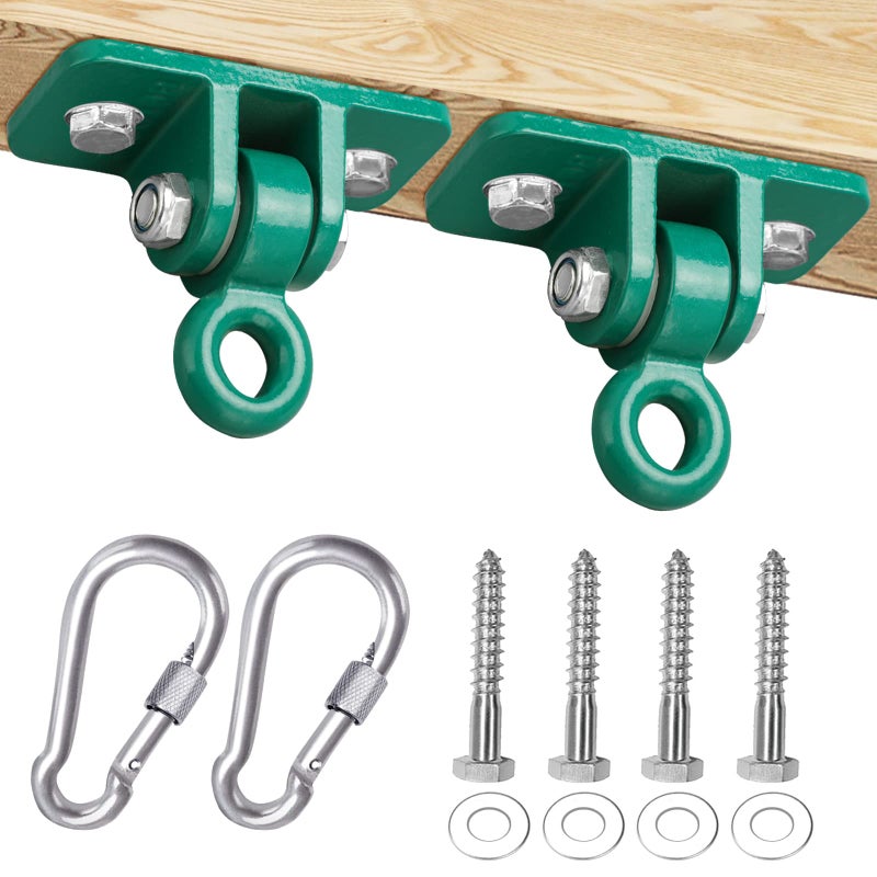 BETOOLL 2400 lb Capacity Heavy Duty Swing Hangers for Wooden Sets Playground Porch Indoor Outdoor Hanging Snap Hooks Green 2pcs