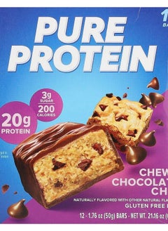 Pure Protein Gluten Free Bar Chewy Chocolate Chip 12 Bars 1.76 oz (50 g) Each 