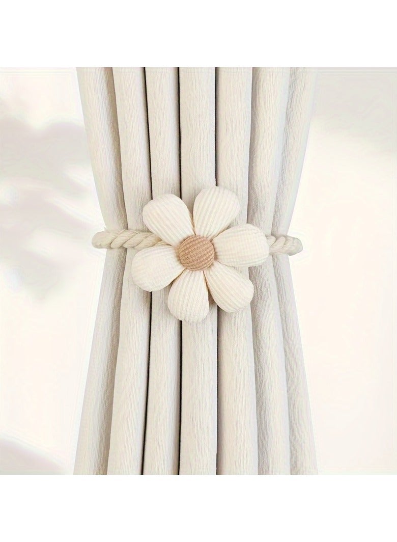 مشبك ستارة مغناطيسي مكون من قطعتين، رباط ستارة بسيط، زهرة صغيرة منعشة، مجموعة حبل ستارة مبتكرة، حامل ستارة الباب لغرفة النوم وغرفة المعيشة وديكور المنزل - Image 2