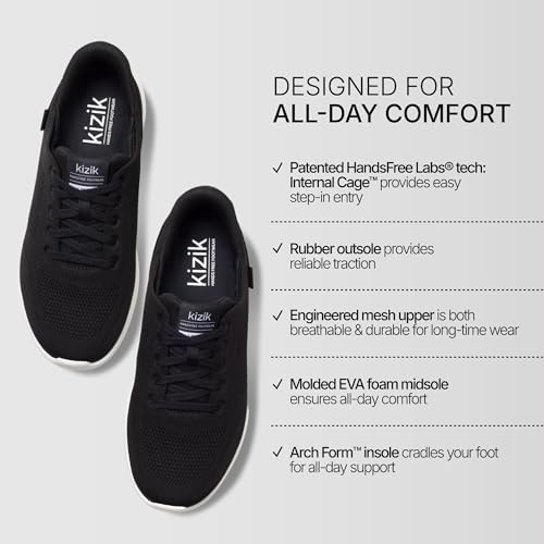 Kizik Lima 2 Slip On Shoes for Men: Comfortable All-Day for Walking, Gym, or Casual Wear, Wide Toe Box Available, Slip in & Stand Out, Hands Free - Black/Bright White Wide M8.5 - Image 2