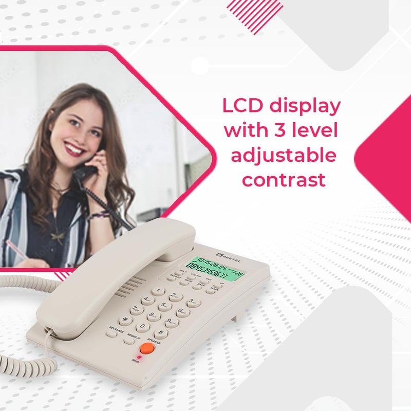 Beetel جهاز G30 الجديد، معتمد من TEC، شاشة LCD لعرض معرف المتصل، LED للجرس، متوافق مع DTMF/FSK، هاتف مكبر صوت قابل للتعديل في اتجاهين، موسيقى أثناء الانتظار، قابل للتثبيت على المكتب/الحائط، تباين LCD بثلاث مستويات (G30-رمادي دافئ) - Image 2