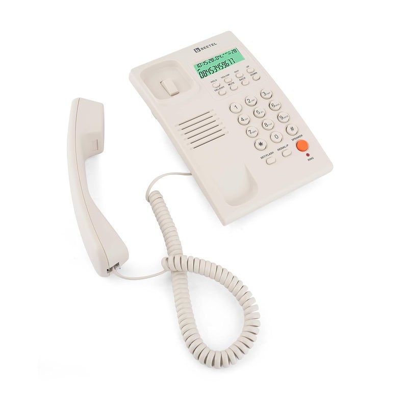 Beetel جهاز G30 الجديد، معتمد من TEC، شاشة LCD لعرض معرف المتصل، LED للجرس، متوافق مع DTMF/FSK، هاتف مكبر صوت قابل للتعديل في اتجاهين، موسيقى أثناء الانتظار، قابل للتثبيت على المكتب/الحائط، تباين LCD بثلاث مستويات (G30-رمادي دافئ) - Image 1