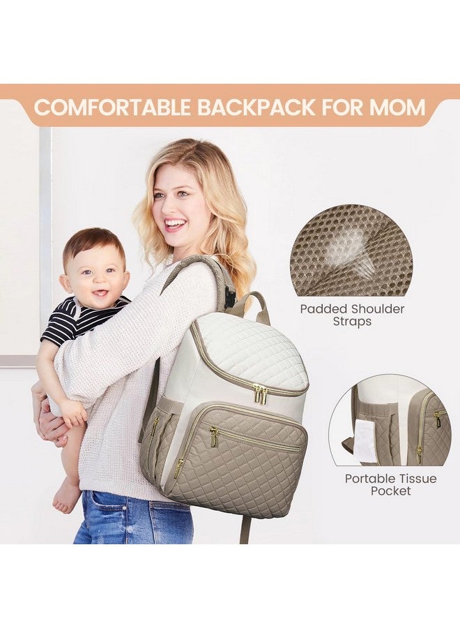 لوف فوك حقيبة ظهر حفاضات LOVEVOOK كبيرة السعة مع وسادة تغيير محمولة، خفيفة الوزن ومقاومة للماء ومعزولة، حقيبة ظهر سفر متعددة الوظائف للأطفال، كاكي - Image 1