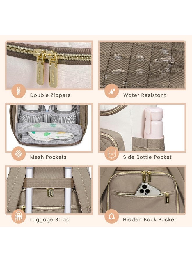 لوف فوك حقيبة ظهر حفاضات LOVEVOOK كبيرة السعة مع وسادة تغيير محمولة، خفيفة الوزن ومقاومة للماء ومعزولة، حقيبة ظهر سفر متعددة الوظائف للأطفال، كاكي - Image 4