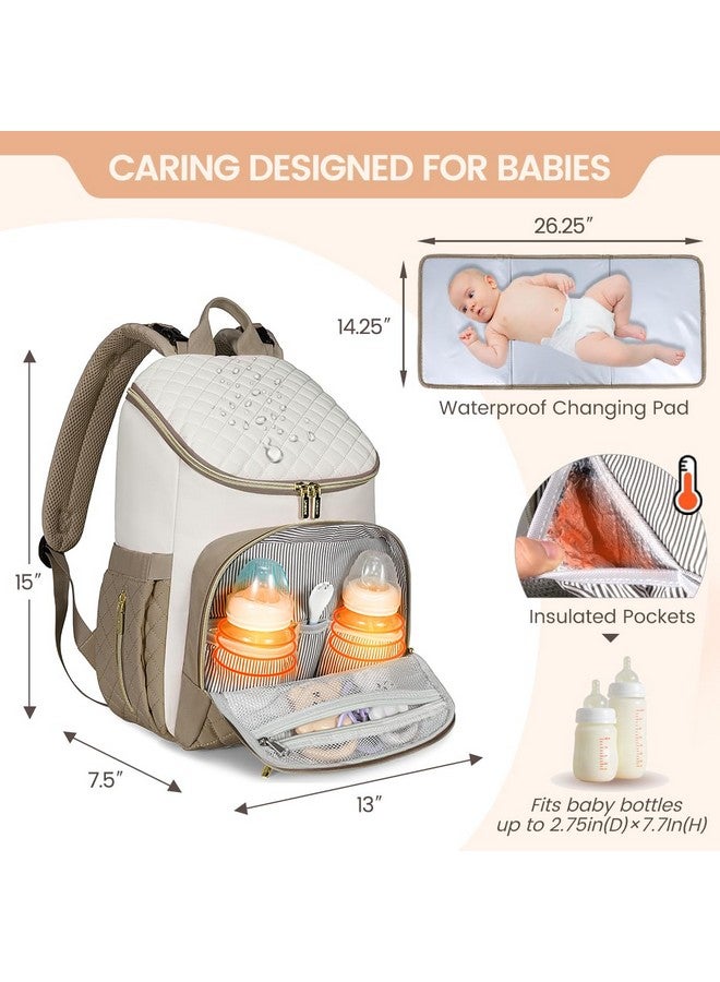 لوف فوك حقيبة ظهر حفاضات LOVEVOOK كبيرة السعة مع وسادة تغيير محمولة، خفيفة الوزن ومقاومة للماء ومعزولة، حقيبة ظهر سفر متعددة الوظائف للأطفال، كاكي - Image 2