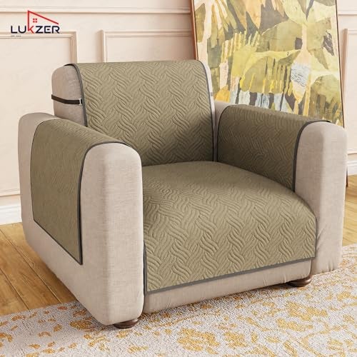 Lukzer 1 Seater Reversible Quilted Sofa Mat - Aqua Weave Pattern | Grey | | 250 GSM Polyester Sofa Runner with Arms & Deep Storage Pocket | Machine Washable Sofa Cover with Elastic Belt (SC-217-01) - Image 4