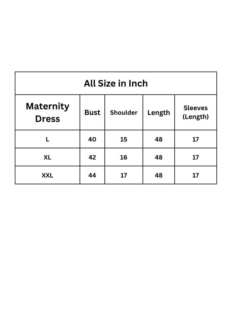 Maternity, Feeding Floral Print Midi Dress, Quarter Sleeve, Square Neck, Tiered Skirt, Coral and Cream - Image 3