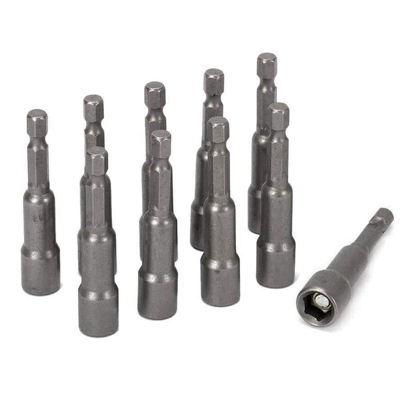 Mesee 10 Pcs Power Nut Driver Set 14 Inch Hex Shank Magnetic Extension Socket Wrench Screw Drill Bit Holder Quick Change Adapter Bolt Drivers Repairing Tool Kit 65mm Length