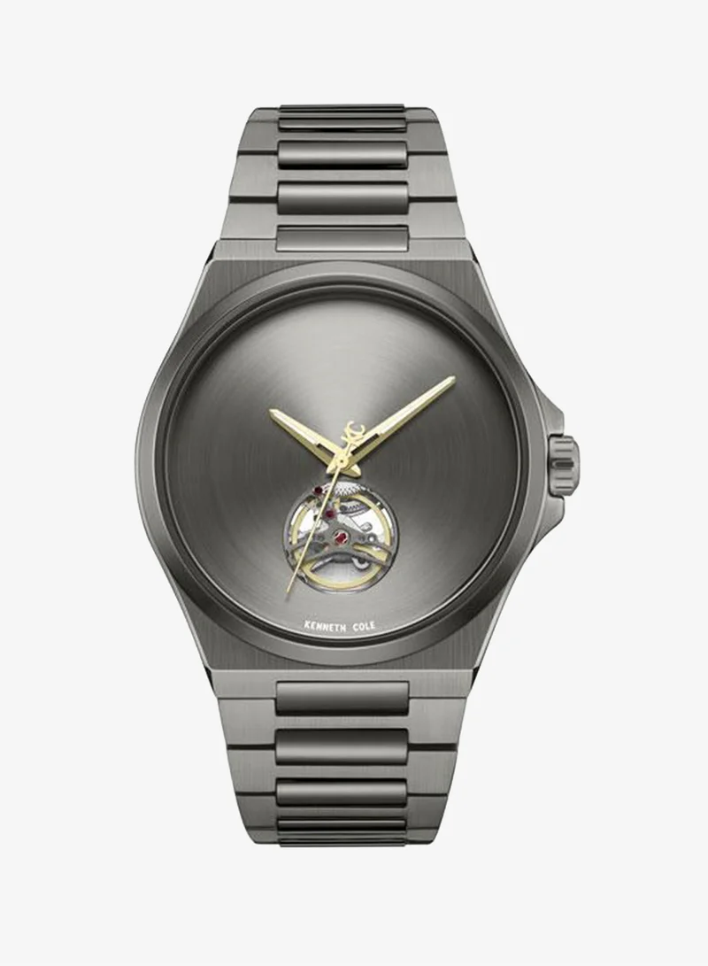 Kenneth Cole New York Verrazzano Men's 43.5mm Automatic Watch with Gunmetal Dial & Stainless Steel Bracelet