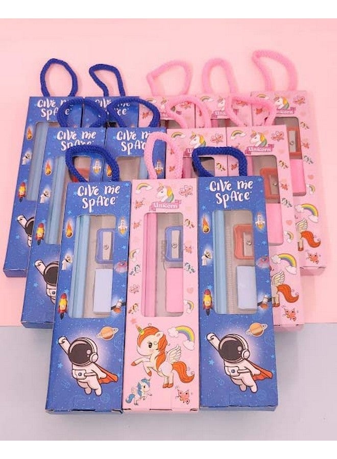 Tera13 TERA 13 Return Gifts for Kids Stationary Set (12 Pcs) Cartoon Stationary Items, Pencil, Eraser, Sharpener School Stationary Set for Girls & Boys Birthday Gifts - Image 1