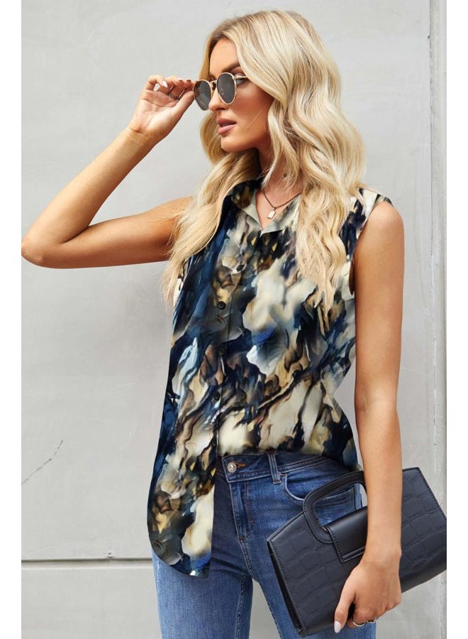zeagoo Women's Sleeveless Button Down Shirts Blouses Casual Loose V Neck Tank Tops for Work S-XXL, Zr220, L - Image 3