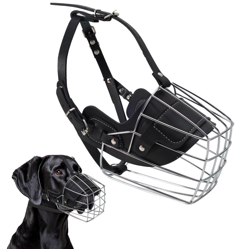 KEUYE Great Dane Muzzle to Prevent Biting,Extra Large Dog Muzzle for Great Dane,Metal Basket Muzzle for Great Dane Breathable and Drinkable - Image 1