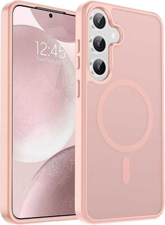 Designed for Magnetic Samsung Galaxy S22 Case,[Compatible with MagSafe] [Military Grade Drop Protection] Slim Translucent Matte Shockproof with Anti-Fingerprint Phone Case (Pink) - Image 1
