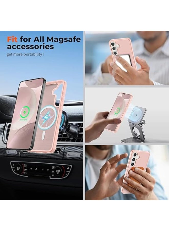 Designed for Magnetic Samsung Galaxy S22 Case,[Compatible with MagSafe] [Military Grade Drop Protection] Slim Translucent Matte Shockproof with Anti-Fingerprint Phone Case (Pink) - Image 3