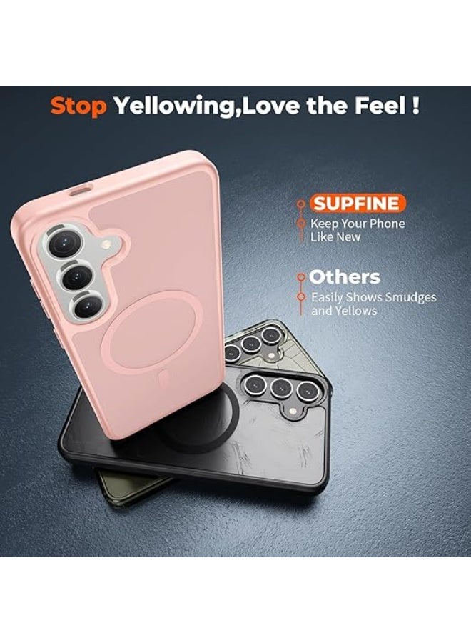 Designed for Magnetic Samsung Galaxy S22 Case,[Compatible with MagSafe] [Military Grade Drop Protection] Slim Translucent Matte Shockproof with Anti-Fingerprint Phone Case (Pink) - Image 4
