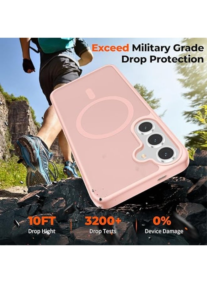 Designed for Magnetic Samsung Galaxy S22 Case,[Compatible with MagSafe] [Military Grade Drop Protection] Slim Translucent Matte Shockproof with Anti-Fingerprint Phone Case (Pink) - Image 2