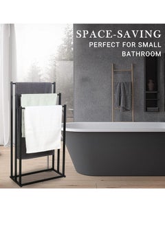GUDOO Free Standing Towel Rack for Bathroom 3 Tier Stainless Steel Towel Bar Heavy Duty Blanket Drying Stand Holder for Outdoor Pool Bedroom Living Room Next to Tub or Shower  - Image 5
