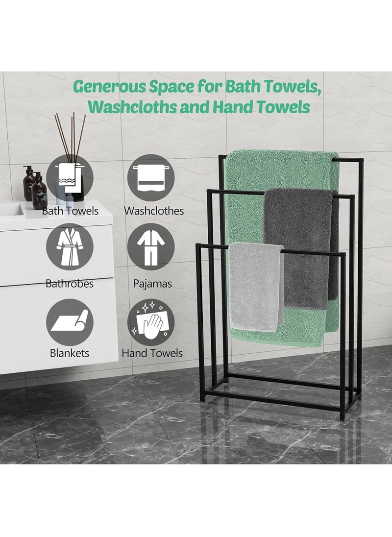 GUDOO Free Standing Towel Rack for Bathroom 3 Tier Stainless Steel Towel Bar Heavy Duty Blanket Drying Stand Holder for Outdoor Pool Bedroom Living Room Next to Tub or Shower  - Image 4