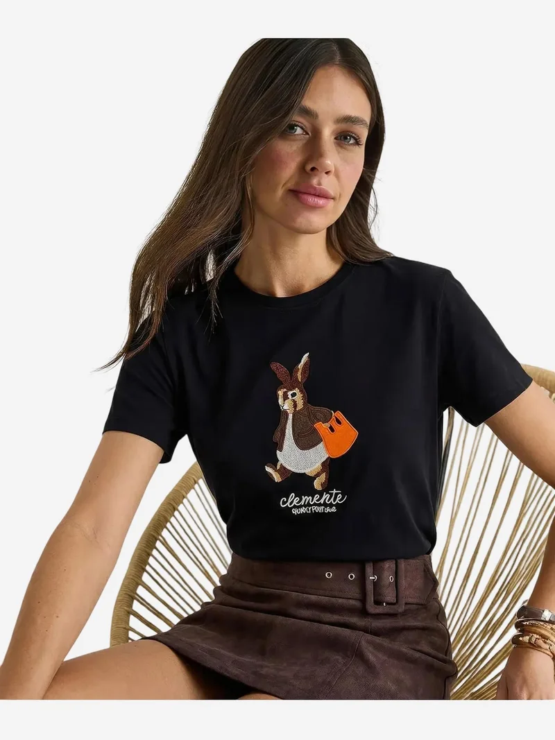 بيانكو لوتشي LUCCI Embroidered Crew Neck T-Shirt